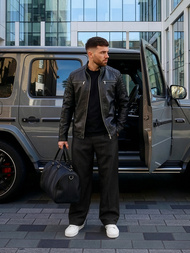 Men's Leather Jacket - Black OZONEE JS/11Z8137