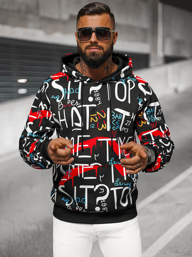 Men's Hoodie - Black OZONEE JS/8B1233/3