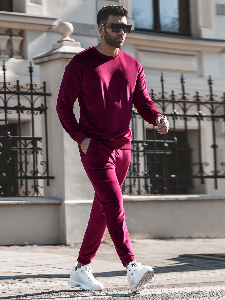 Mens burgundy tracksuit on sale