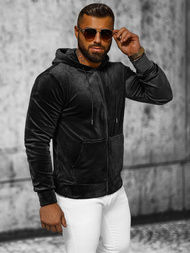 Men's Velour Hoodie - Black OZONEE JS/8B1168/3