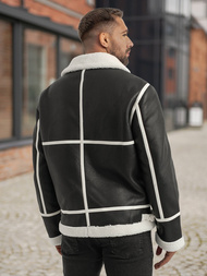 Men's Leather Jacket - Black OZONEE JS/11Z8270