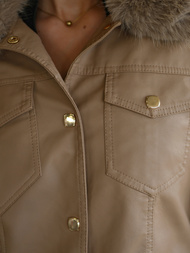 Women's Leather Jacket - Beige OZONEE JS/61M8513/84