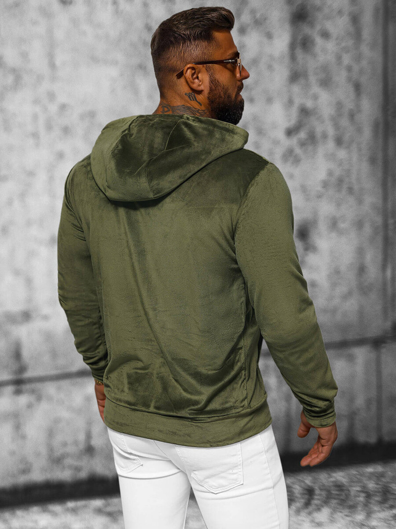 Men's Velour Hoodie - Khaki OZONEE JS/8B1168/29