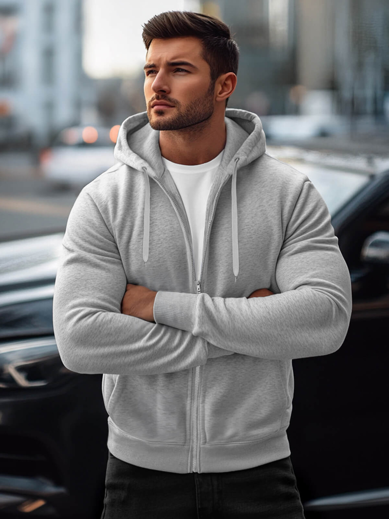 Men's Hoodie - Grey OZONEE JS/2008Z