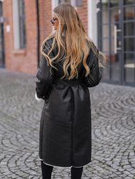 Women's leather coat - Black OZONEE JS/11Z8253