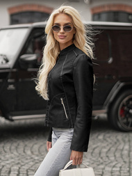 Women's Leather Jacket - Black OZONEE JS/11Z8208