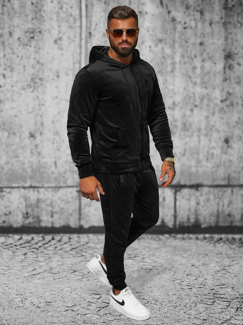 Men's Velour Tracksuit - Black OZONEE JS/8C1169/3