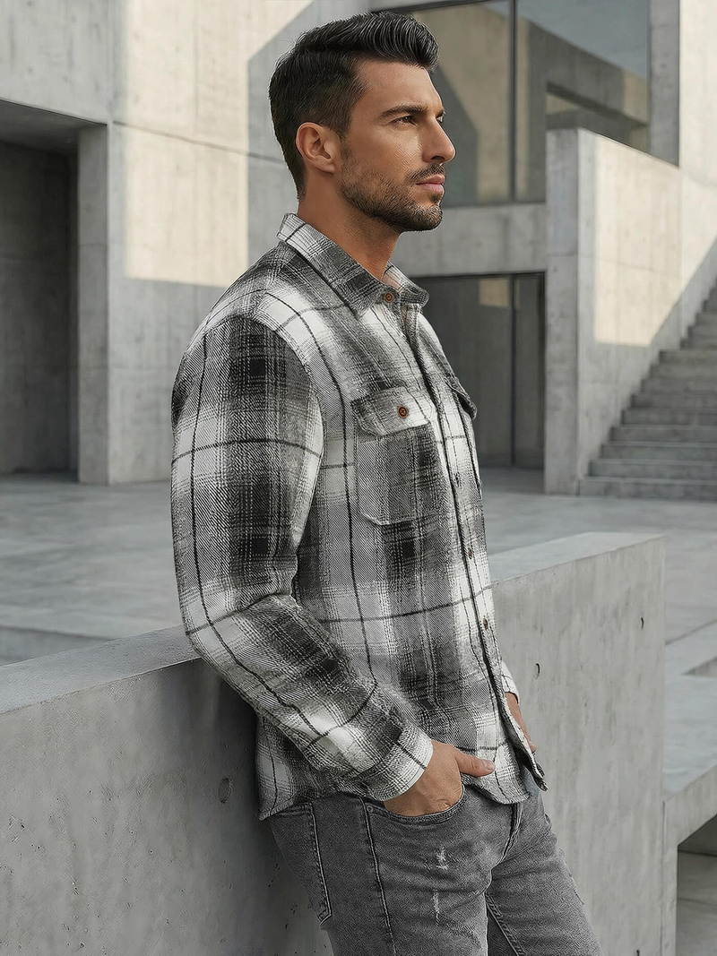 Men's Shirt - Black-White OZONEE NB/MC728N/4Z