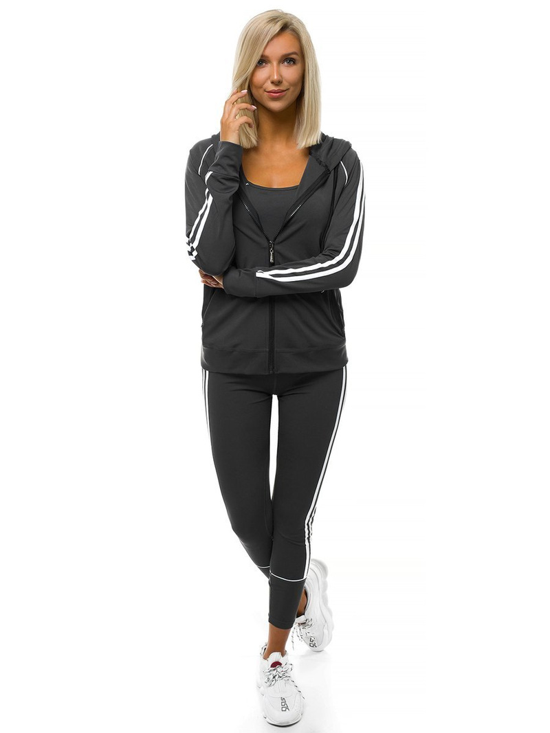Women's three-piece tracksuit set Black OZONEE O/2924