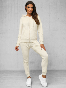 Women's Velour Tracksuit Set - Ecru OZONEE JS/8C1176/155Z