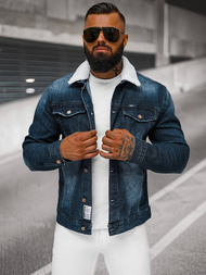 Men's Denim Jacket Sherpa Dark Blue OZONEE NB/MJ516BSZ