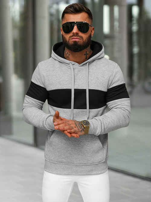 Men's Hoodie - Grey OZONEE JS/8B1316/2