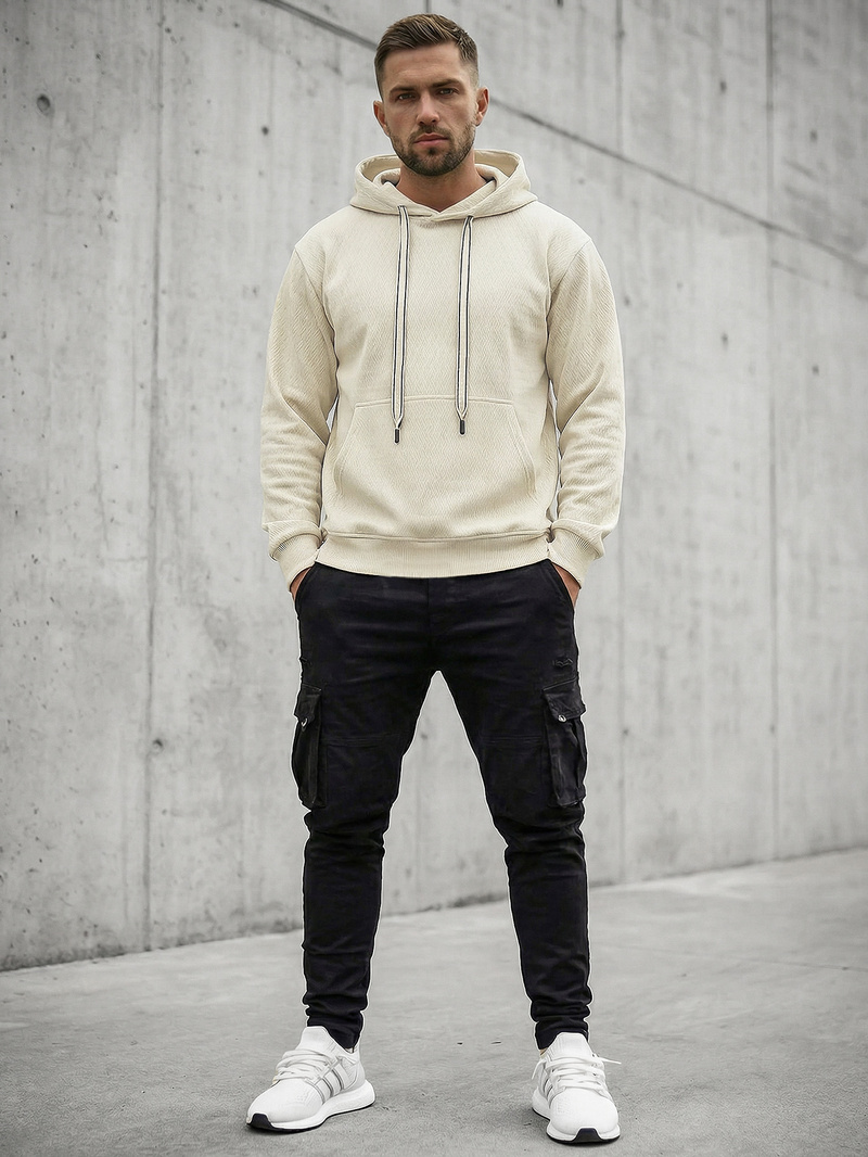 Men's Hoodie - Ecru OZONEE O/G3065