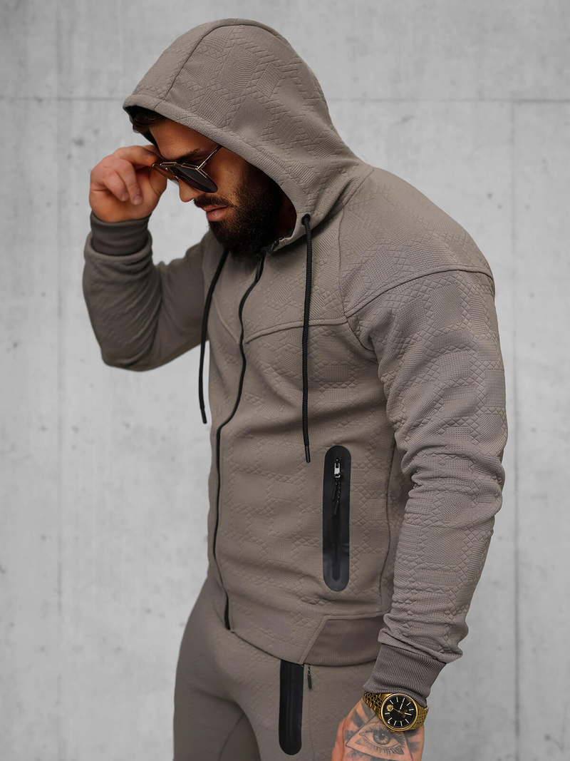 Men's tracksuit - beige/grey OZONEE O/FF3705AB