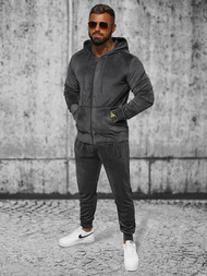 Men's Velour Tracksuit - Anthracite OZONEE JS/8C1169/6