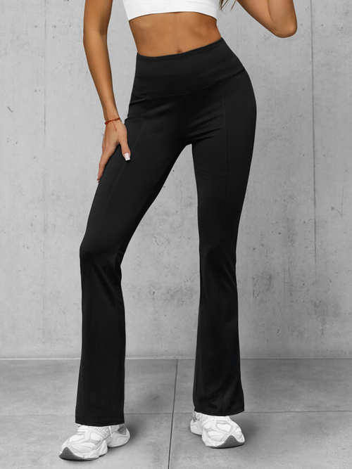 Women's leggings with wide legs - black OZONEE JS/XY23008L