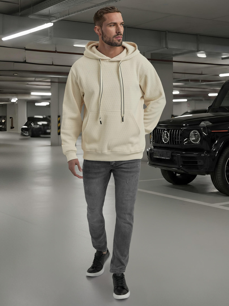 Men's Hoodie - Ecru OZONEE O/G3065