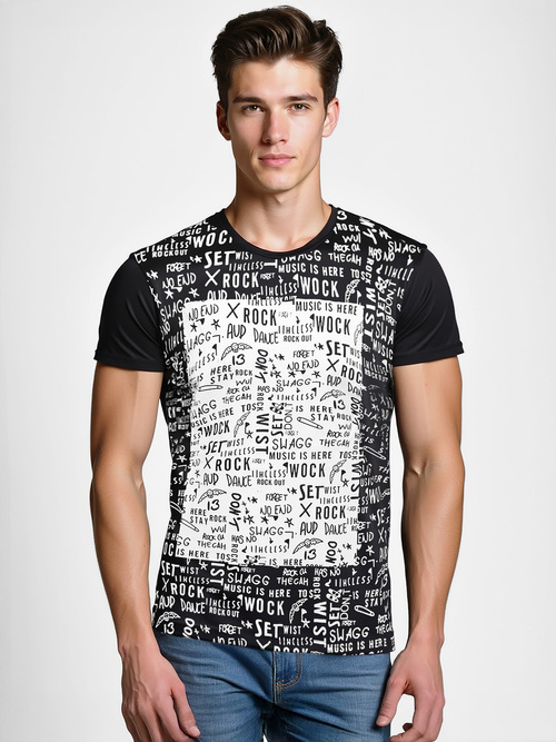 Men's T-shirt - Black OZONEE O/T122/3Z