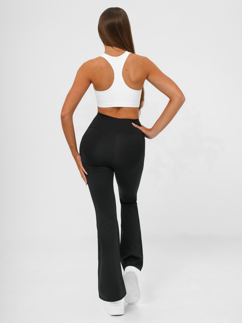Women's leggings with wide legs - black OZONEE JS/13K1810/3