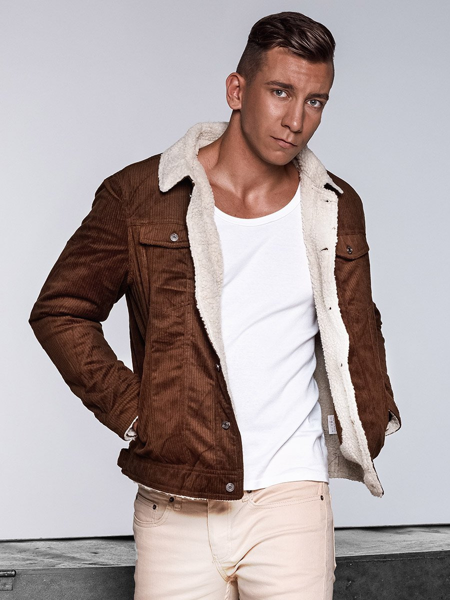 Men's Denim Jacket Brown OZONEE JB/JP1179/2Z - Men's Clothing | Ozonee