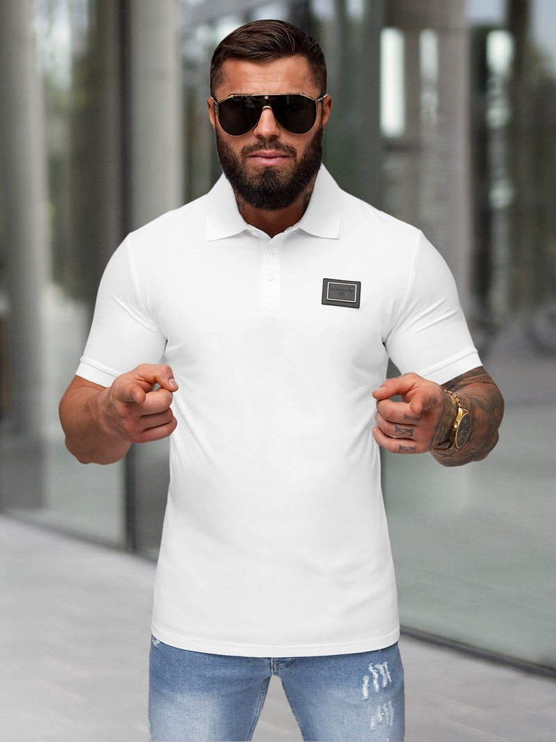 Men's Polo Shirt - White OZONEE NB/MT3124