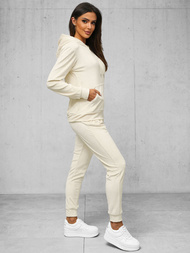 Women's Velour Tracksuit Set - Ecru OZONEE O/8C1175/155Z
