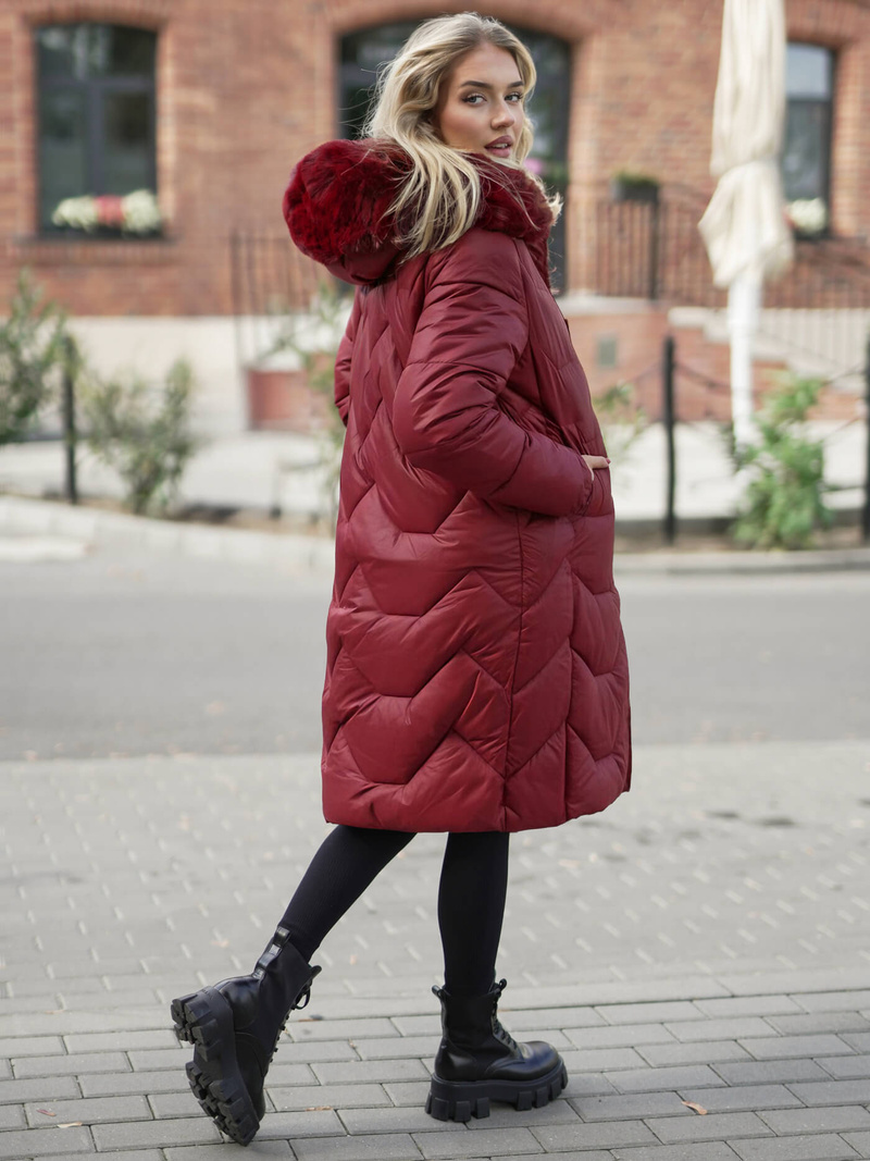 Women's Winter Jacket - Burgundy OZONEE JS/5M3229/1Z