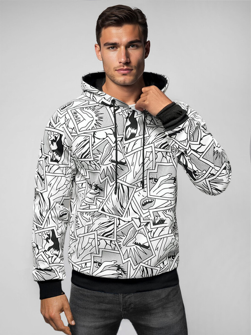 Men's Hoodie - White OZONEE JS/8B1256/1Z