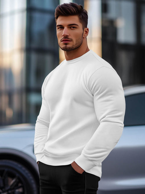 Men's Sweatshirt - White OZONEE JS/2001-10Z