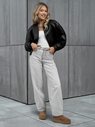 Women's Leather Jacket - Black OZONEE JS/11Z8281Z