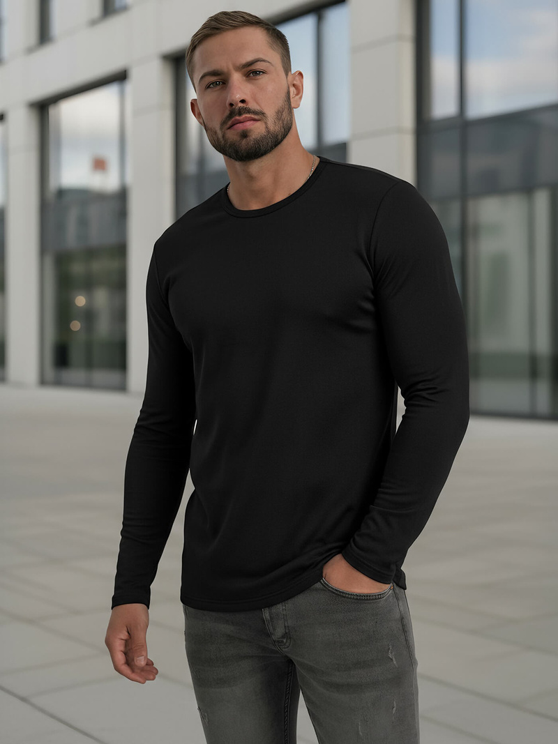Men's Long Sleeve T-shirt - Black OZONEE JS/DB71/1