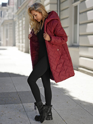 Women's long winter jacket - burgundy OZONEE JS/5M3352/1