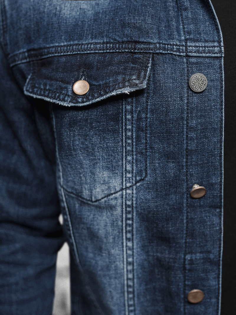 Men's Denim Jacket Sherpa Dark Blue OZONEE NB/MJ516BSZ
