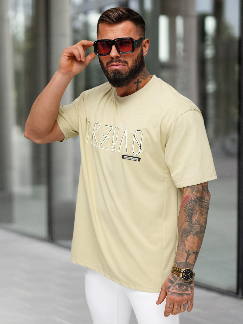 Men's T-shirt - Beige OZONEE O/QQ1185