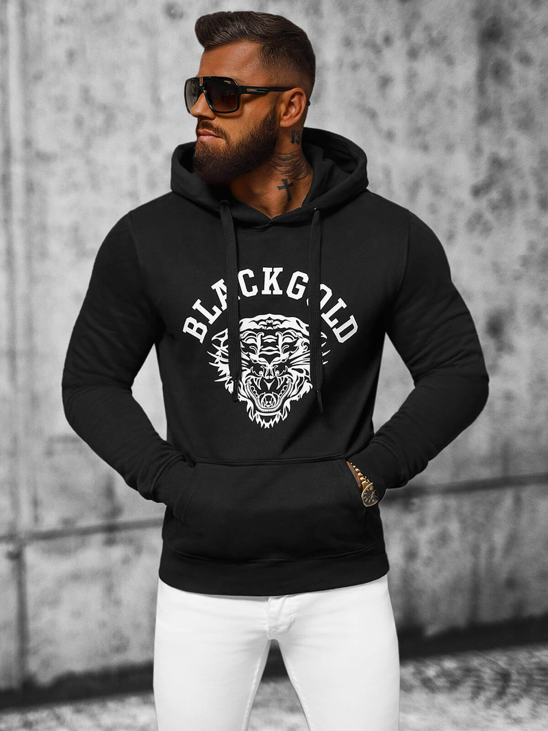 Men's Hoodie - Black OZONEE NB/MF2007