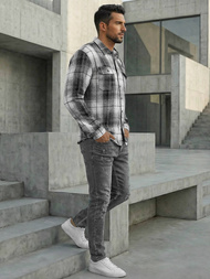 Men's Shirt - Black-White OZONEE NB/MC728N/4Z