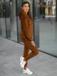 Women's Velour Tracksuit Set - Brown OZONEE O/8C1175/33
