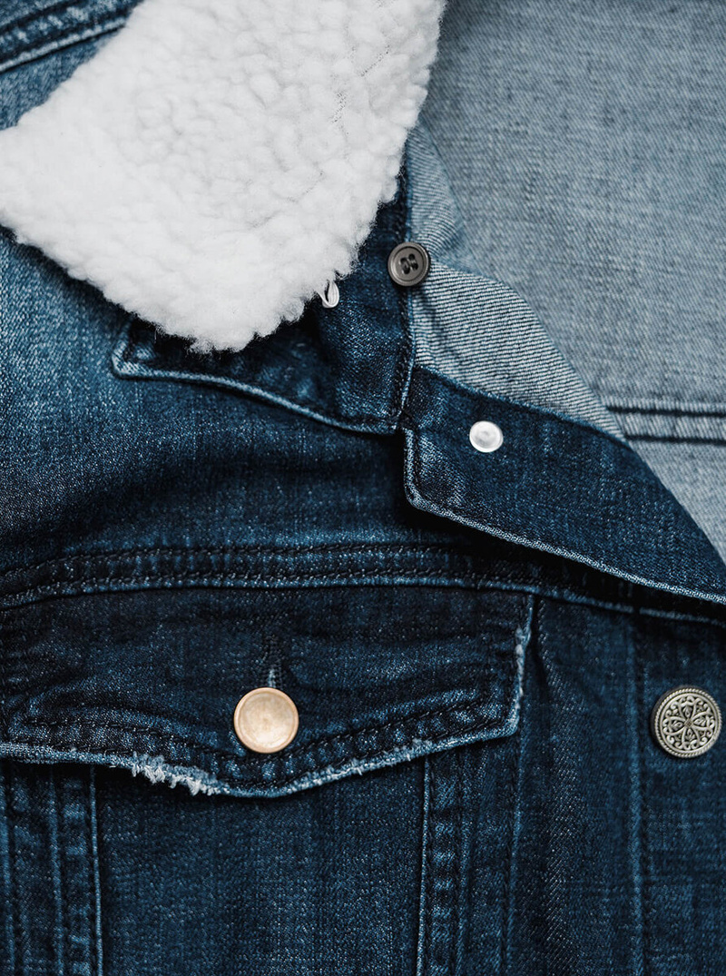 Men's Denim Jacket Sherpa Dark Blue OZONEE NB/MJ516BSZ