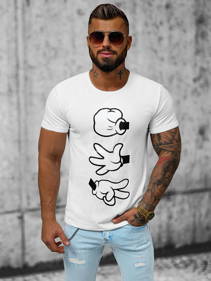 Men's T-shirt - White OZONEE JS/KS1997Z