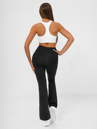 Women's leggings with wide legs - black OZONEE JS/13K1810/3