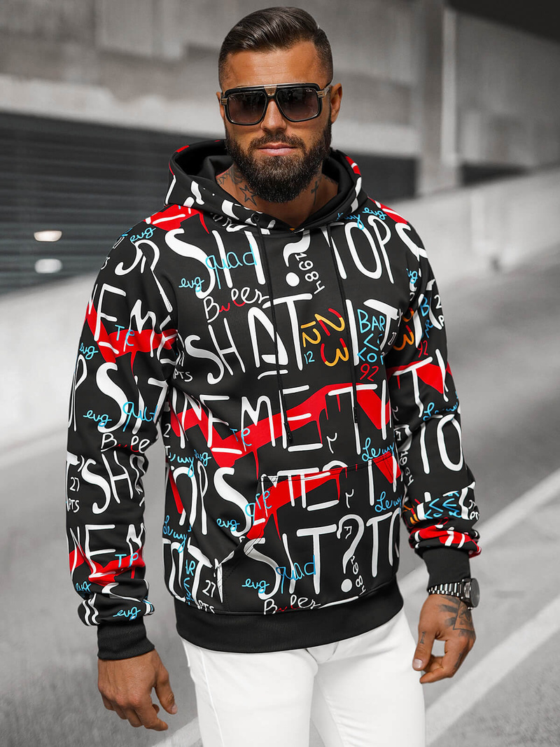 Men's Hoodie - Black OZONEE JS/8B1233/3