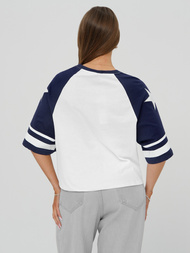 Women's t-shirt - white/navy blue OZONEE JS/R62493