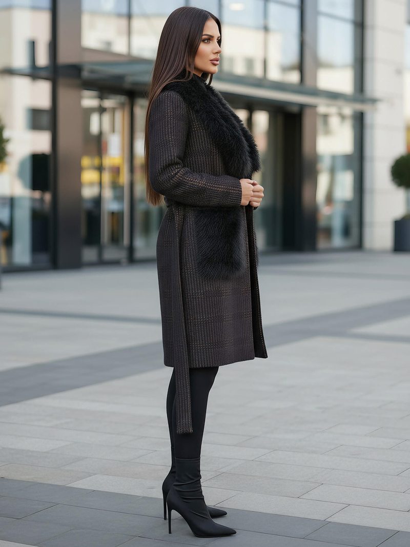 Women's coat - black OZONEE JS/53M5200/1Z