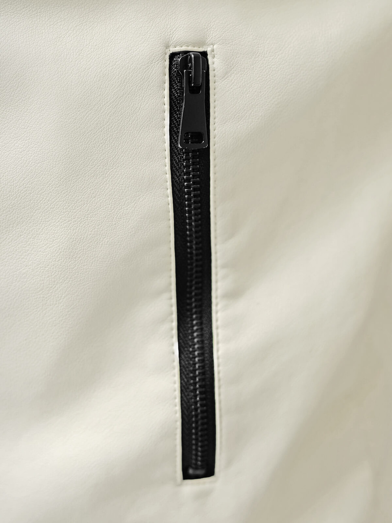 Men's Leather Jacket - Ecru OZONEE JS/11Z8107