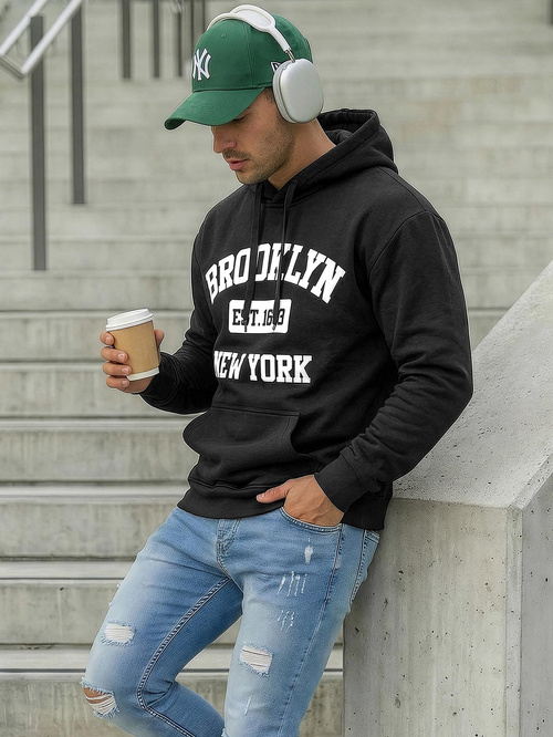 Men's Hoodie - Black OZONEE JS/8B1767/3Z