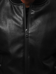 Men's Leather Jacket - Black OZONEE JS/11Z8015
