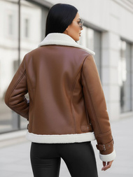 Women's Leather Jacket Brown OZONEE JS/11Z8177Z