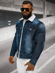 Men's Denim Jacket Sherpa Dark Blue OZONEE NB/MJ516BSZ