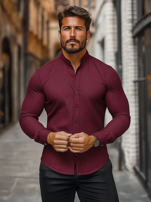 Men's Shirt - Burgundy OZONEE O/V57Z