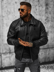 Men's Leather Jacket - Black OZONEE JB/JP1178Z